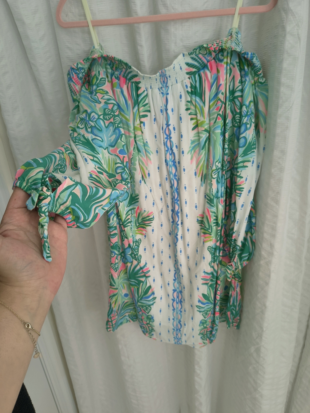 Lilly Pulitzer White, Green and Pink Tropical Midi Dress
